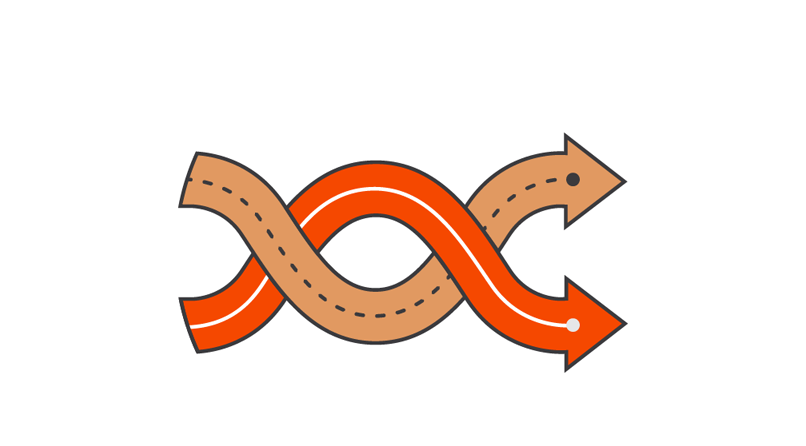 Illustration of two arrows crossing over each other