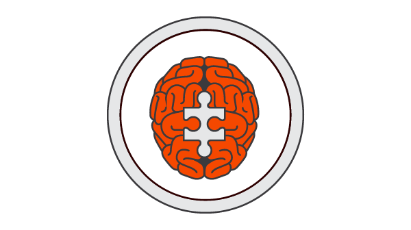 Illustration of a brain missing a piece in the shape of a jigsaw piece