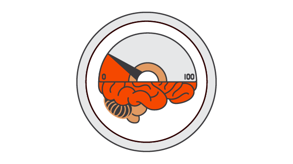 Imagen superpuesta de un cerebro y un velocímetro