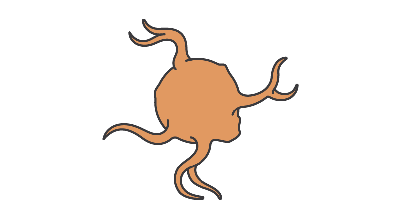 Illustration d'une cellule microgliale associée à une maladie