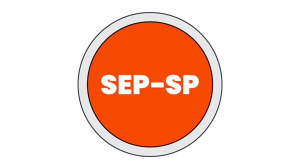 Illustration du texte « SEP-SP» dans un cercle
