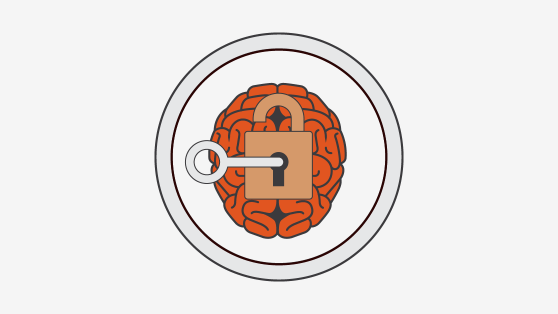 Illustration of a brain with a padlock on it