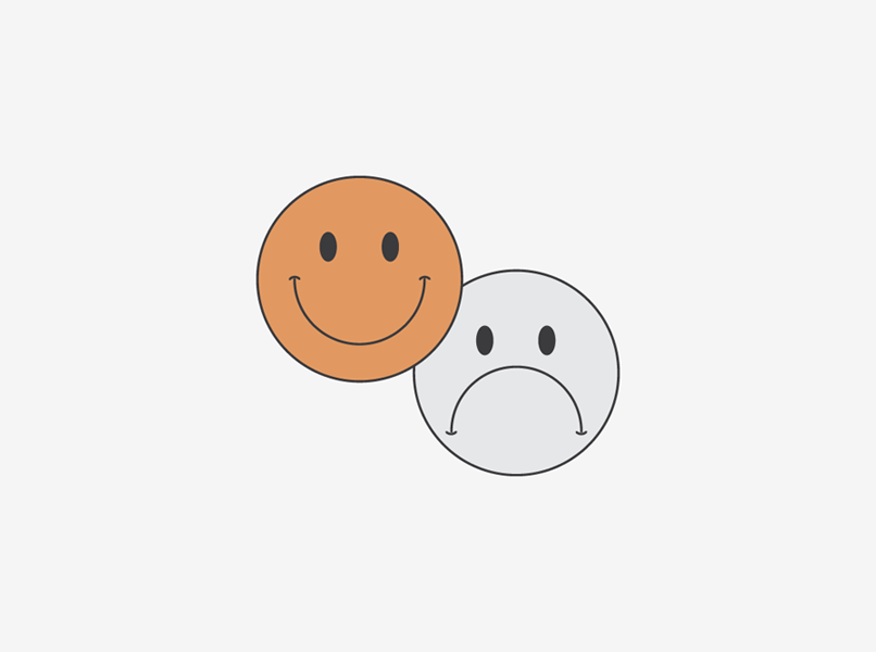 Illustration showing a happy and sad face