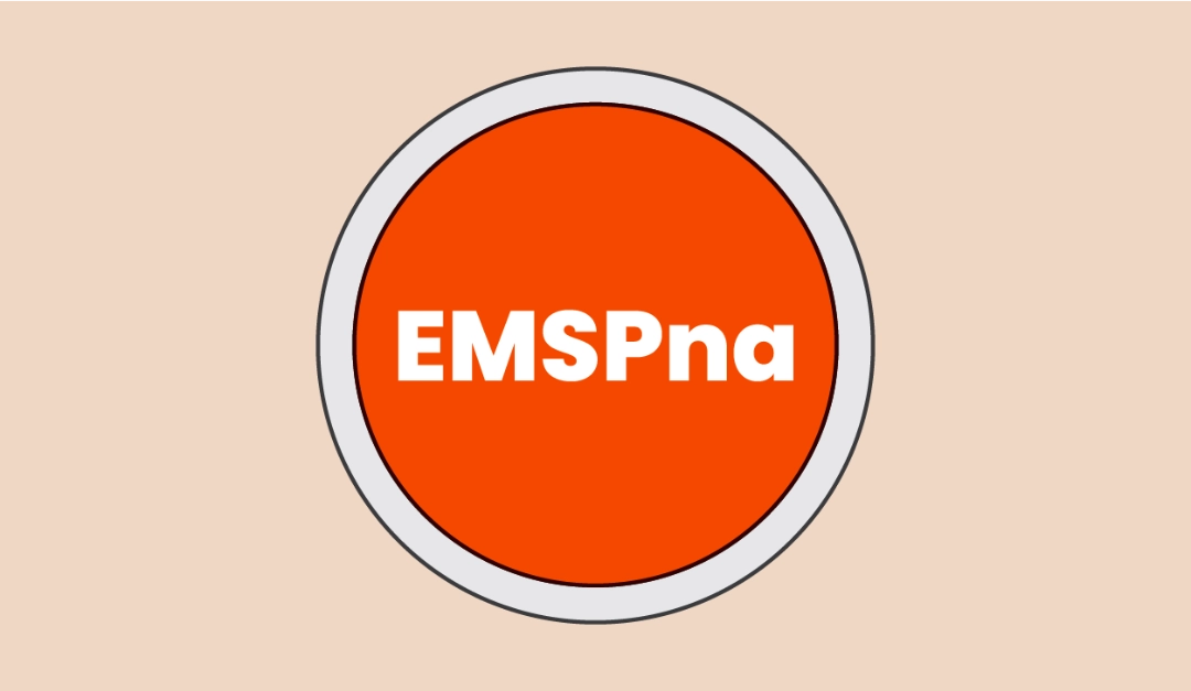 Círculo naranja con EMSPna escrito dentro