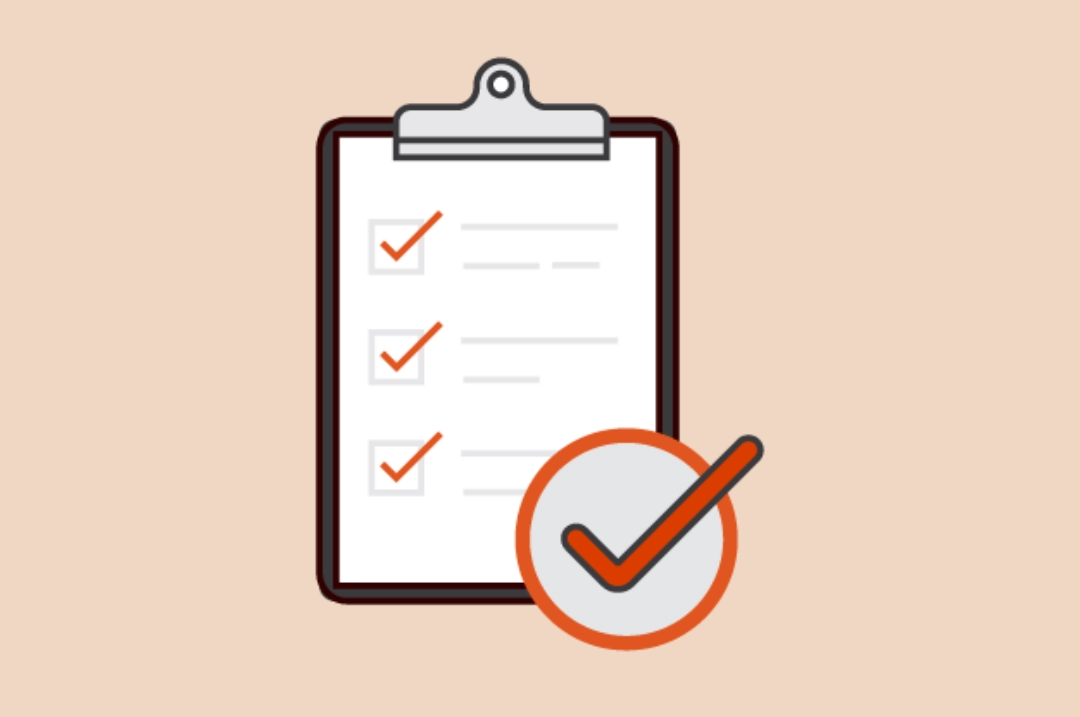Illustration showing a clipboard and a check