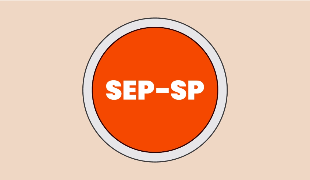 Un cercle orange avec l'inscription « SEP-SP » à l'intérieur